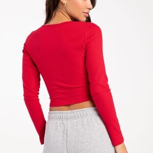 BOZZOLO | Red Ribbed Long Sleeve